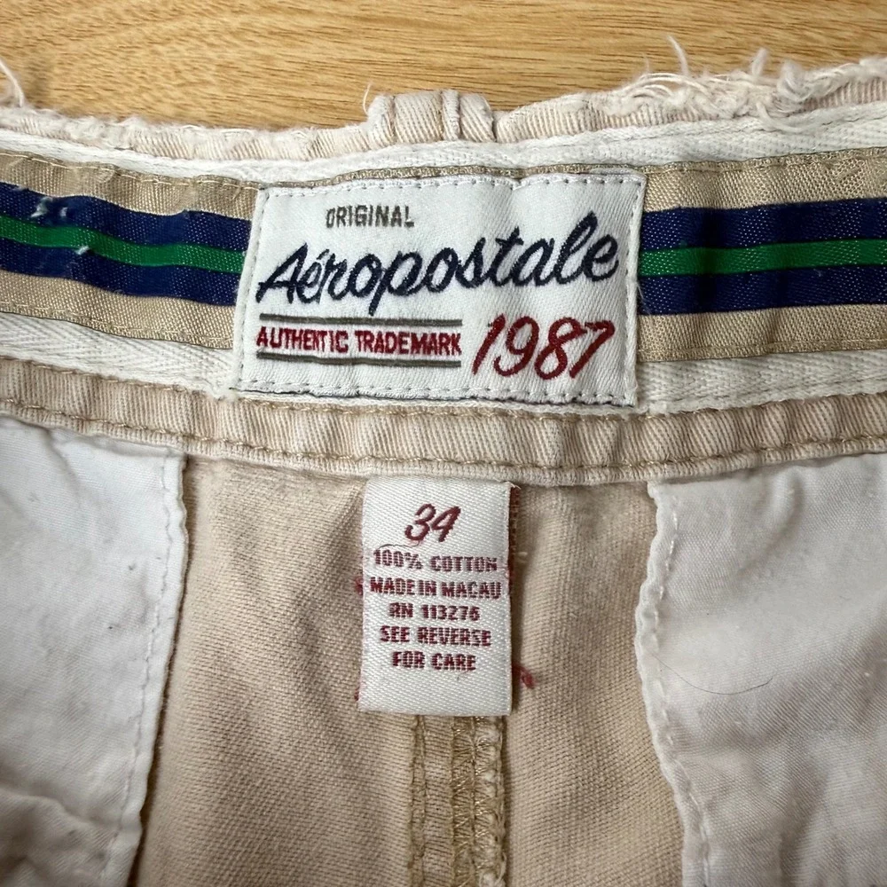 Vintage Y2K Mens Baggy Chino Shorts 34 Distressed Gorpcore Skater Grunge Utility